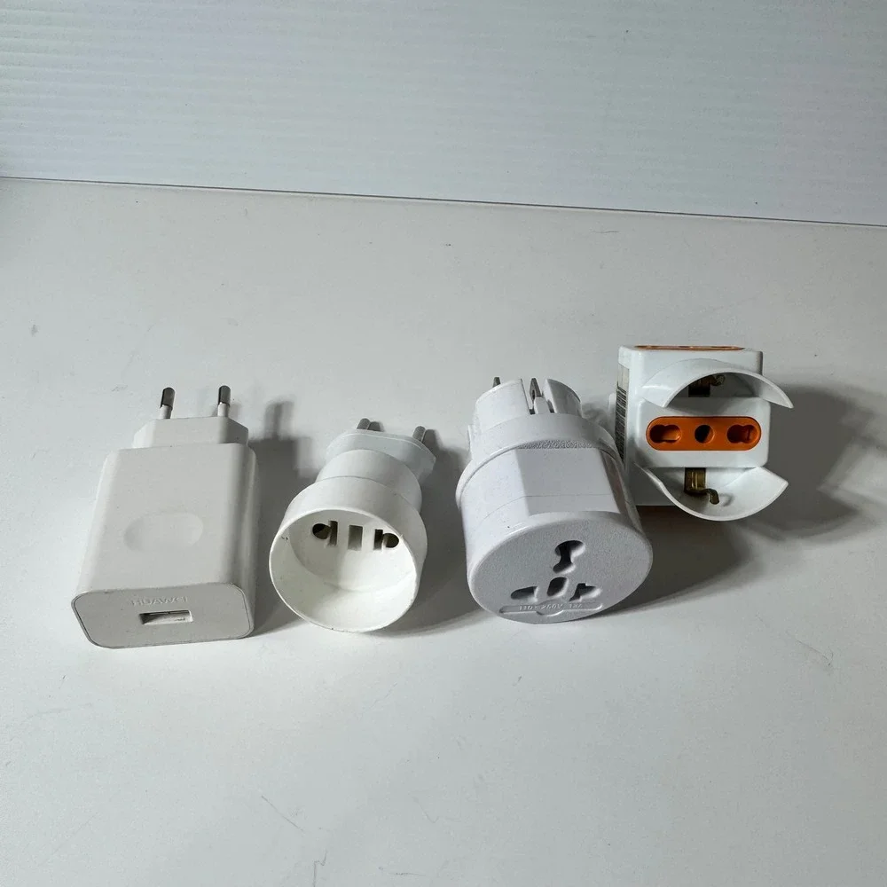 Lot of 4 Travel Plug Adapters Universal EU Italy Type L Huawei USB Wall Charger